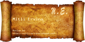 Mitli Ervina névjegykártya